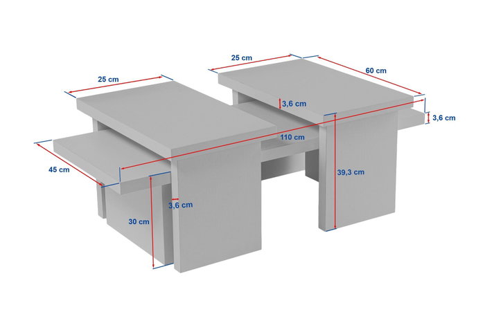 Nordure Mesa de Café Madera Negra 110x30x45 cm Mesa Pequeña 25x39.3x60 cm Tablero Melamina